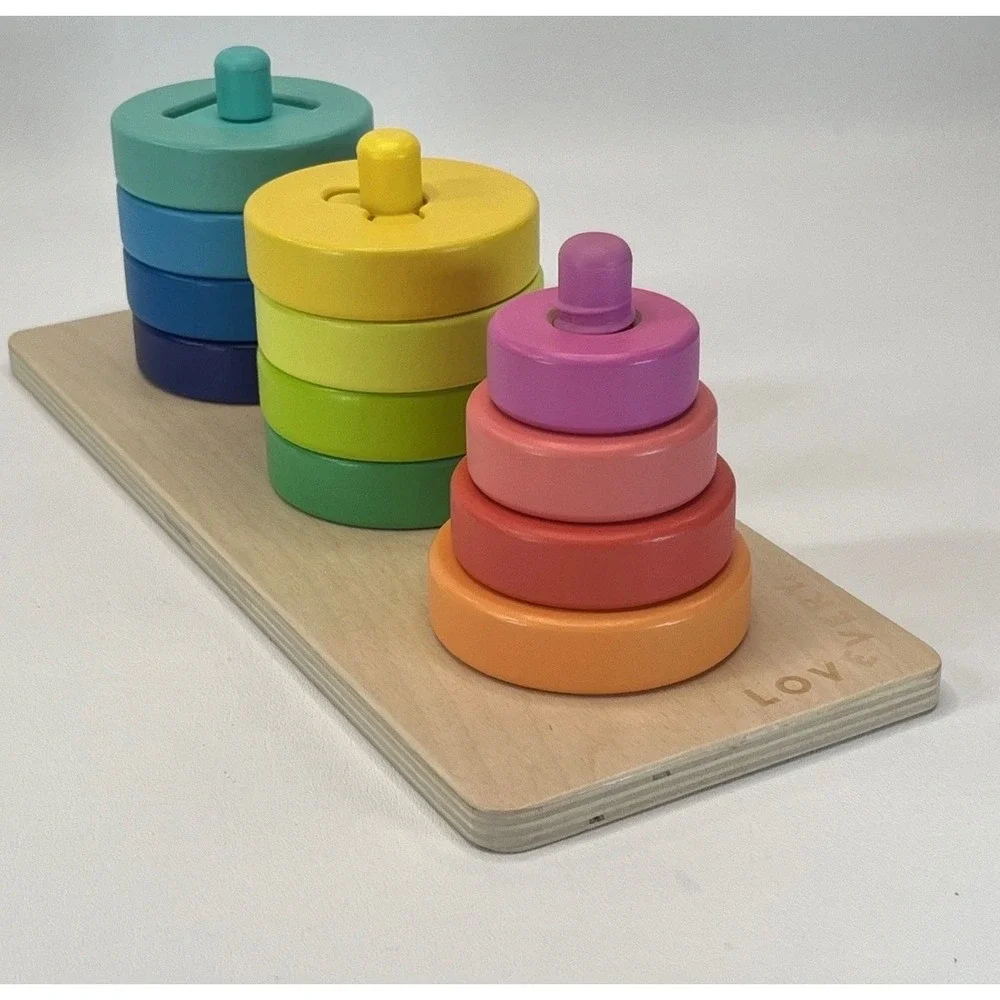 LOVEVERY Sorting Puzzle Twist Pivot Stacking Investigator Toy Montessori Wooden